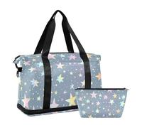 Borsa di addestramento di sport delle borse di Duffel del modello della stella di colore dell'arcobaleno con la borsa da toilette per la grande capacità di trekking, Motivo a stella color arcobaleno,