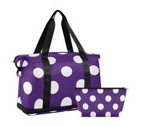 Borsa di allenamento di sport delle borse di borsone porpora del punto del fumetto con la borsa da toilette per la grande capacità di trekking, Cartoon dot viola, 1 size
