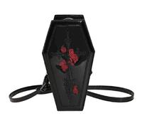 Borsa di bara di Halloween, borsa da bara in pelle PU da 8,7 pollici con spalla, borsa gotica spettrale, borsa a tracolla per donne (stile 1)