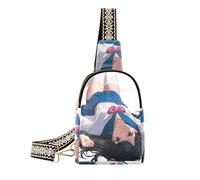 Borsa di bellezza della ragazza dello studente di anime alla moda per il viaggio in pelle piccole borse a tracolla per il viaggio
