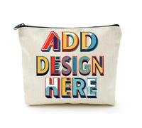 Borsa di bellezza in lino beige La tua immagine qui collega che lascia regali, Beige, Taglia unica