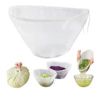 Borsa di garza per filtrare, borsa con coulisse a rete fine con ampia apertura a forma di ciotola per preparare senza sforzo formaggio, latte di noci, succhi, filtraggio di brodo ed erbe, decorazioni