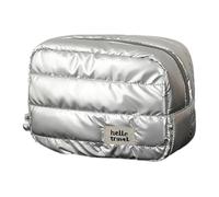 Borsa di immagazzinaggio cosmetica impermeabile per i turisti più sezioni interne espandibili Disegni Donna Articoli Titolare Organizzatori portatili per la cura della pelle, Tre Dimensi Argento