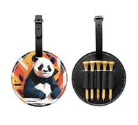 Borsa di immagazzinaggio del tee di golf nera dell'illustrazione del panda borsa di stoccaggio multifunzionale del tee di golf per gli uomini, materiale