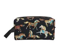 Borsa di immagazzinaggio della chiusura lampo della stampa del cavallo marrone, accessori da viaggio, borsa degli articoli da toeletta, borsa portatile degli