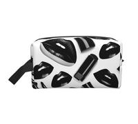 Borsa di immagazzinaggio della chiusura lampo della stampa delle labbra del rossetto nero fresco, accessori da viaggio, borsa degli articoli da toeletta, borsa portatile degli articoli