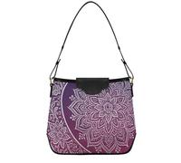 Borsa di medie dimensioni con tasche con cerniera, borsa hobo da viaggio per ufficio, borsa a tracolla casual da città, mandala luna floreale