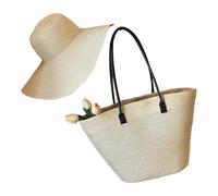 Borsa di paglia alla moda con ampio spazio borse a tracolla borsa casual per le donne in cerca di stili e funzionalità borsa di paglia, Beige, One Size