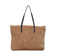 Borsa di Paglia Borsa A Mano Borsa da Spiaggia Estiva Borsa A Tracolla Tessuta da Donna Intrecciata A Mano di Grande capacità Intrecciata in Rattan Borse Paglia Donna(Blue,Pink,Black)