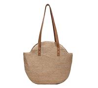 Borsa di Paglia Borse A Tracolla Estive Intrecciate in Paglia Borse da Spiaggia Vintage Fatte A Mano da Donna Borse Tessute Borsa Tote Tessuta per Le Vacanze Borse Paglia Donna(B)
