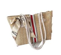 Borsa di paglia, Borse da donna a tracolla alla moda in corda di cotone spiaggia for le vacanze