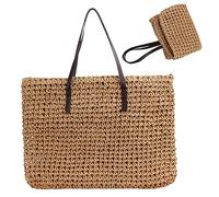 Borsa di paglia Borse da spiaggia estive alla moda per donna Borsa a tracolla in tessuto di capacità con borse con cerniera per vocazione in piscina