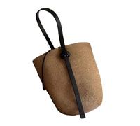 Borsa di paglia da donna Borsa da spiaggia alla moda Stile giapponese Secchio a spalla Tessuto a mano Ascella per Viaggi Vacanze quotidiane Spalla tessuta a mano per le donne Paglia Ascella Secchio