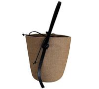 Borsa di paglia da donna Borsa da spiaggia alla moda Stile giapponese Secchio a spalla Tessuto a mano Ascella Per Viaggi Vacanze Quotidiane Donne Paglia Stili Giapponesi Ascella Secchio a