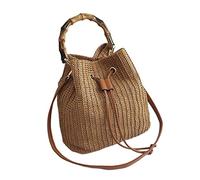 Borsa di Paglia Intrecciata Borse In Paglia Intrecciata Borsa A Secchiello Da Donna Borsa A Tracolla Da Spiaggia Estiva Per Donna Borse A Tracolla Da Viaggio Retrò Estate Spiaggia Borsa ( Blue : Blu ,