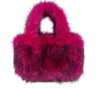Borsa Di Peluche Borsa tote grande alla moda Borse da donna in pelliccia sintetica di lusso a mano firmate shopper in morbida peluche soffice invernale calda(Rose red)