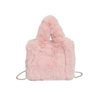 Borsa Di Peluche Borsa tote in peluche da donna hobo morbida a tracolla moda tinta unita a soffice di grande capacità for l'autunno inverno(Pink)