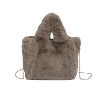 Borsa Di Peluche Borsa tote in peluche da donna hobo morbida a tracolla moda tinta unita a soffice di grande capacità for l'autunno inverno(Coffee)