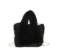 Borsa Di Peluche Borsa tote in peluche da donna hobo morbida a tracolla moda tinta unita a soffice di grande capacità for l'autunno inverno(Black)