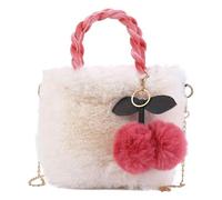 Borsa di peluche for ragazza dolce versatile soffice borsa a tracolla con catene bianche morbide e soffici borse alla moda carina a mano