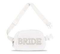 Borsa di perle per la sposa con tracolla regolabile, borsa da sposa bianca, marsupio per donna