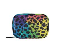 Borsa di pronto soccorso con stampa leopardata arcobaleno alla moda con scomparti staccabili organizer portatile cerniera caso per borsa