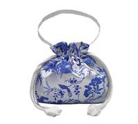 Borsa di seta, borse per gioielli, Custodia for portafoglio in seta Borsa for cosmetici con coulisse in broccato cinese for confezione regalo in raso floreale(White)