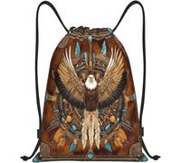 Borsa di Sportiva Eagle with Spread Wing, Native Art Style Borsa con Coulisse Grande capacità Sacca da Palestra Leggero Zainetto A Sacca per Piscina Palestra Sport 36X42Cm