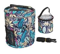 Borsa di stoccaggio Ajunjiil, per uso multiuso, set da 2 pezzi, materiale in tessuto Oxford 600D, design di stampa, tasche multiple, cinturino a mano, pacchetto a forma di (Foglie blu)