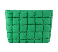 Borsa di stoccaggio con organizzatore cosmetico con cerniera Custodia a colori solidi Bage di toilette trapuntato Organizzatore per trucco gonfio per donne ragazze (verde)