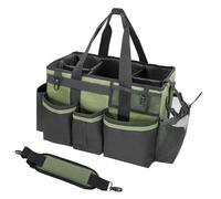 borsa di stoccaggio degli strumenti, Borsa portautensili for la pulizia portatile con maniglia, tracolla regolabile, poliestere, 4 divisori interni pieghevoli, 15,7x9,6x9,1 pollici