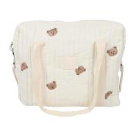 Borsa di stoccaggio dei passeggini per bambini Organizzatore sospeso in cotone multifunzionale per genitori per lo shopping da viaggio 30x12x36cm (Beige Bear)