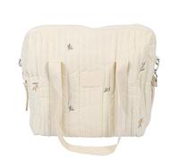 Borsa di stoccaggio dei passeggini per bambini Organizzatore sospeso in cotone multifunzionale per genitori per lo shopping da viaggio 30x12x36cm (Beige olive)