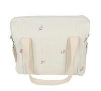 Borsa di stoccaggio dei passeggini per bambini Organizzatore sospeso in cotone multifunzionale per genitori per lo shopping da viaggio 30x12x36cm (Fiore beige)