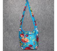 Borsa di stoffa motivo floreale blu-rosso