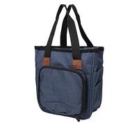 Borsa di stoffa Oxford per la conservazione dei lavori a maglia, organizer per l’uncinetto con scomparti multipli per filati, ferri da maglia e forbici; resistente per (Blu)