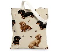 Borsa di tela di canapa del bassotto, borse della spesa riutilizzabili carine, borse leggere della tracolla della stampa del cane 33x15 pollici