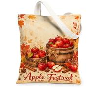 Borsa di tela di canapa della frutta, borse di totalizzatore estetiche rosse rustiche dell'annata della foglia del barilotto 33x38 pollici, Rosso, 13x15 Inch