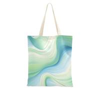 Borsa di tela media turchese che scorre onde borsa di tela per le donne per uso quotidiano borse riutilizzabili