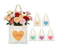 Borsa di tela - Mini borsette a cuore da 6 pezzi, borse dì tèla à cùore per conversazione d́i San Valentinoo | Bòrsa tote piccola in teła pèr ragazze, donne, moglie, fidanzata, viaggio, spiaggia