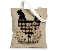 Borsa di tela rustica della tela del pollo, borse della spesa riutilizzabili della fattoria, Beige, 13x15 Inch