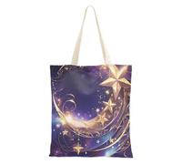 Borsa di tela Tote Neo-realismo Golden Star Moon Canvas Tote Bag con tasche per lavoro estetica Tote Bag