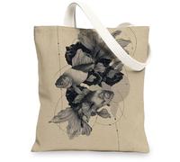 Borsa di totalizzatore artistica della tela dei pesci, borse della spesa riutilizzabili ecologiche, borse beige leggere della tracolla, Beige, 13x15 Inch