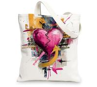 Borsa di totalizzatore astratta della tela del cuore, borse riutilizzabili artistiche, trasportatore leggero della cinghia di spalla della pesca 13x15 pollici