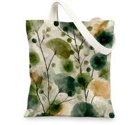 Borsa di totalizzatore botanica della tela, borse della spesa riutilizzabili ecologiche, borse verdi leggere della tracolla, Verde, 13x15 Inch