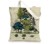 Borsa di totalizzatore botanica della tela, borse riutilizzabili d'annata, borse verdi leggere della tracolla di lino, Verde, 13x15 Inch