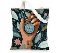 Borsa di totalizzatore botanica della tela, borse riutilizzabili ecologiche della spesa, borse verdi leggere della tracolla 13x15 pollici