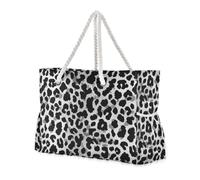 Borsa di totalizzatore da donna a prova di sabbia con stampa leopardata nera con tasche laterali Borse con portabicchieri sul lato