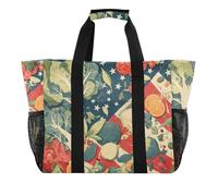 Borsa di totalizzatore della spiaggia della tela impermeabile pieghevole delle verdure del fumetto e delle borse, verdure cartone animato, 1 size, Moda