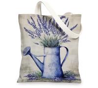 Borsa di totalizzatore della tela d'annata, borse a tracolla riutilizzabili artistiche, progettazione leggera di lino dell'annaffiatoio, Blu, 13x15 Inch